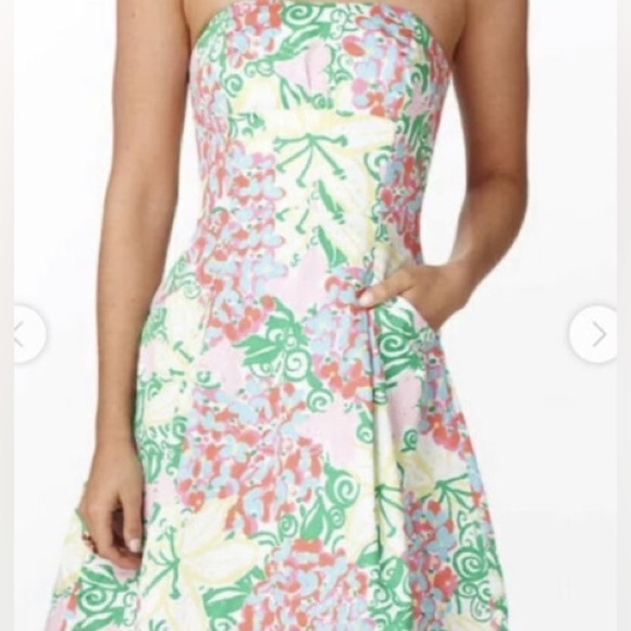 LILLY PULITZER MARIPOSA DRESS strapless with pockets size 6 - Picture 2 of 4